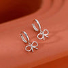 Silver Needle Hollow Bowknot Pendant Hoop Earrings For Women Classic Jewelry Minimalist Accessories - Image 1