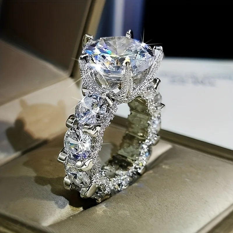 Selling Silver Plated Rings For Women Square Cubic Zircon Jewelry Wedding Engagement Ring Size 6-10 - Image 1