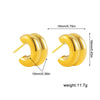 Minimalist Double Layer C-shaped Hoop Stainless Steel Post Earrings for Women Gold Plated Two-tone Circle Piercing Earring - Image 8