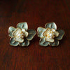 Vintage Baroque Embossed Enamel Flower Brooches Stud Earring Set Pearl Brooch Women Clothing Party Accessories Gift - Image 13