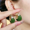 Retro Green Jade Ginkgo Leaf Style Pearl Drop Earring Chinese Ancient Style Hook Earrings For Women Gift - Image 18