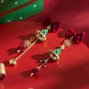 Vintage Flocking Bowknot Christmas Tree Earrings for Women Imitation Pearl Snowflake Tassel Earring Year Jewelry Gift - Image 1
