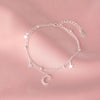Sweet Temperament Silver Adjustable Star Moon Double-layer Bracelet for Women Summer Jewelry Accessories Gift Colorfast - Image 4
