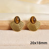 Maillard Series Stainless Steel Earring Tiger Eye Stone No Fade Earrings Sun Oval Butterfly Fan-Shaped Jewelry - Image 29