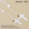 12-Piece Plastic Rosary Bead Necklace Set with Cross Pendants in Multiple Colors - Image 9