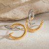 Two Tone Irregular Line Earrings Gold Color Plated Stainless Steel Wrapped Hollow Earrings Women's Jewelry - Image 4
