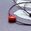 Long Black Braided Cord Ceramic Heart Pendant Necklace Niche Retro Minimalist Elegant Choker for Women - Image 6