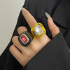 Colorful Rhinestones Ring Geometric Three-dimensional Finger Ring Elegant Jewelry Square Ring Women - Image 1