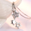 Silver Star Pendant Necklace Crystal Earrings Chain Bracelets Jewelry Sets For Women - Image 3
