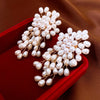 Handmade White Imitation Pearl Dangle Earrings for Women French Elegant Bridal Wedding Romantic Flower Tassel Pendant Earring K1 - Image 4