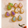 Candy Multi-Color Resin Acrylic Heart Stud Earrings Golden Stainless Steel Jewelry Blue White Pink Purple Green - Image 2