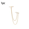 Korean Gold Color Double Chain Ear Piercing Earrings for Women Boho Zircon Stud Earrings Jewelry - Image 5