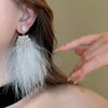 Long Diamond Studded Feather Tassel Earrings for Women Temperament and Atmosphere Drop Earring Wedding Jewelry Gifts - Image 5
