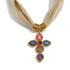 White Colorful Shiny Glass Cross Pendant Necklace for Women Stainless Steel Polyester Chain Jewelry Gift - Image 8