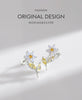 Modian 925 Sterling Silver Simple Flower Opal Elegant Crystal Stud Earrings for Women Trendy Shining Ear Studs Fine Jewelry Gift