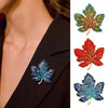 Colored Rhinestone Maple Leaf Brooch Leaf Shape Enamel Cardigan Clip Sparkling Brooch Pins Unisex - Image 1