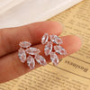 Rose Gold Color Shining Cubic Zirconia Leaf Flower Stud Earrings for Women Copper Material Wedding Party Jewelry - Image 5