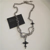 Punk Rock Black Heart Cross Pendant Chain Necklace For Men Women Cool Hip Hop Street Vintage 90s Y2K Grunge Goth Accessories - Image 6
