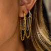 Hiphop Rock Multi Layer Chain Pendant Earrings Two-tone Mix Color Circle Huggies Ear Hoops Everyday Versatile Jewelry - Image 5