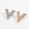 Three Rows Rhinestone V Shape Brooches Women Suit Clothing Accessories Alloy Letter Pin Birthday Gift - Image 4
