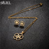 Stainless Steel Lily Flower Necklace Set with Matching Earrings and 45 cm Chain - Image 29