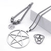 Stainless Steel Pentagram Pentacle Star Necklace for Women Men Punk Hoop Earrings Ring Bracelet Jewelry Set Conjuntos De Joyas - Image 4