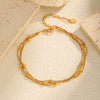 Chic Three-layer Rice Bead Round Anklet for Women,Gold Color Stainless Steel Snake Chain Anklets,Summer Vacation Jewelry Gift - Image 2