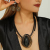 Jewelry Set Water Drop Resin Gems Aluminum Wire Handmade Braided Necklace Earrings Women's Party Accessories - Image 6