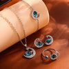 5pcs Blue Space Planet Moon Zircon Jewelry Set Sliver Gold Color Stainless Steel Bracelet Necklace Ring Earrings Gift - Image 5