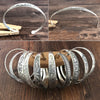 Antique Silver-Tone Open Cuff Bracelet with Snake and Floral Motifs - Image 3