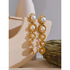 Stainless Steel Simulated Pearls Golden Long Hanging Drop Earrings Prevent Allergy Statement Jewelry Gift - Image 4