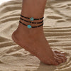 3pcs Set Bohemian Irregular Turquoise Starfish Rice Bead Elastic Anklets for Women Summer Beach Party Jewelry Sets Gift - Image 2