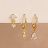 Three-Piece Rhombus Pendant Hoop Earring Set in Gold-Tone or Silver-Tone - Image 10