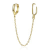 Gold Silver Color Plated Double Hole Link Chain Circle Hoop Earrings Zircon Star Lightning Eye Pendant Huggie Piercing Earring - Image 30