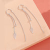 Silver Color Hollow Leaves Earrings for Women Temperament Long Tassel Tea Ear Chain Earring Fairy Jewelry - Image 4