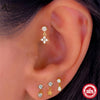 Silver 1pc Flower Shaped Inlaid Zircon Piercing Drop Earrings For Women Gold Jewelry Gift - Image 1