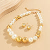 Punk Acrylic Ccb Ball Bead Chain Necklace Drop Earrings for Women Vintage Imitation Pearl Clavicle Chain Grunge Jewelry Set - Image 6