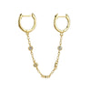 Gold Silver Color Plated Double Hole Link Chain Circle Hoop Earrings Zircon Star Lightning Eye Pendant Huggie Piercing Earring - Image 33