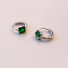 Square Green Zircon Hoop Earrings for Women Golden Silver Color Geometric Huggies Jewelry - Image 2