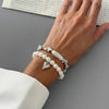 2Pcs/Set Elegant Imitation Pearl Bracelet for Women Bohemian Elastic Rope Chain Bracelet with Heart Pendant Jewelry Gift - Image 8