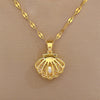 French Hollow Shell Pearl Necklace Light Personality Retro Versatile Stainless Steel Pendant - Image 7