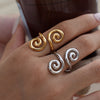 Vintage Metal Irregular Smooth Spiral Ring Set Women's Gold Plated for Everyday Wear, Vacation Travel - Image 2