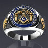 Retro Classic, Religious Totem, Blue Drip Oil Two-Color Ring, Men's Jewelry - Image 1