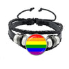 Lgbt Black Weave Leather Bracelet Bi Pride Glass Cabochon Gay Pride Rainbow Flag Photo Bangle Jewelry For Women Men Lovers Gift - Image 8