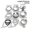 9pcs/Set Kpop Goth Punk Harajuku Metal Thorns Love Heart Star Zircon Ring Set for Women Egirl Vintage Aesthetic Y2K Jewelry - Image 6