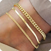 Ankle Bracelets for Women Girls Gold Plated Stainless Steel Cuban Link, Figaro, Rope, Snake Anklets Foot Jewelry - Image 8