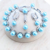 Silver Jewelry Sets Bridal Black Pearls White CZ Ring Bracelets Earrings Pendants Necklace Set Women Wedding Jewelry - Image 7