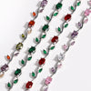 Tulip Pink Cubic Zirconia Wrist Chain with Vine Flowers, Sweet and Romantic Metal Bracelet For Women Jewelry Wedding Party Gift - Image 6