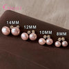 Elegant Pink Glossy Pearl Stud Earrings For Women Silver Earrings Wedding Party Geometric Jewelry Gift - Image 5
