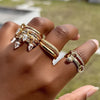 Gold Color Micro Pave Tear Drop CZ Tassel Link Chain Dome Ring For Women Girls Bling Cubic Zirconia Finger Jewelry Gift - Image 5